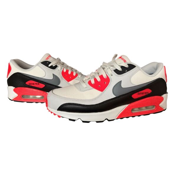 Nike Air Max 90 GTX Infrared Gore-Tex White Grey Red Men Size 12
